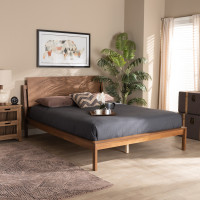 Baxton Studio MG-0049-Ash Walnut-Queen Baxton Studio Giuseppe Modern and Contemporary Walnut Brown Finished Queen Size Platform Bed